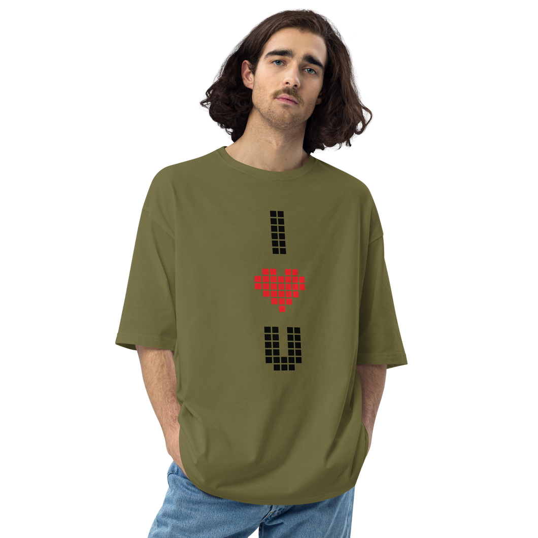 City Green / S I Heart U Pixel Vertical Unisex Oversized T-Shirt by Design Express