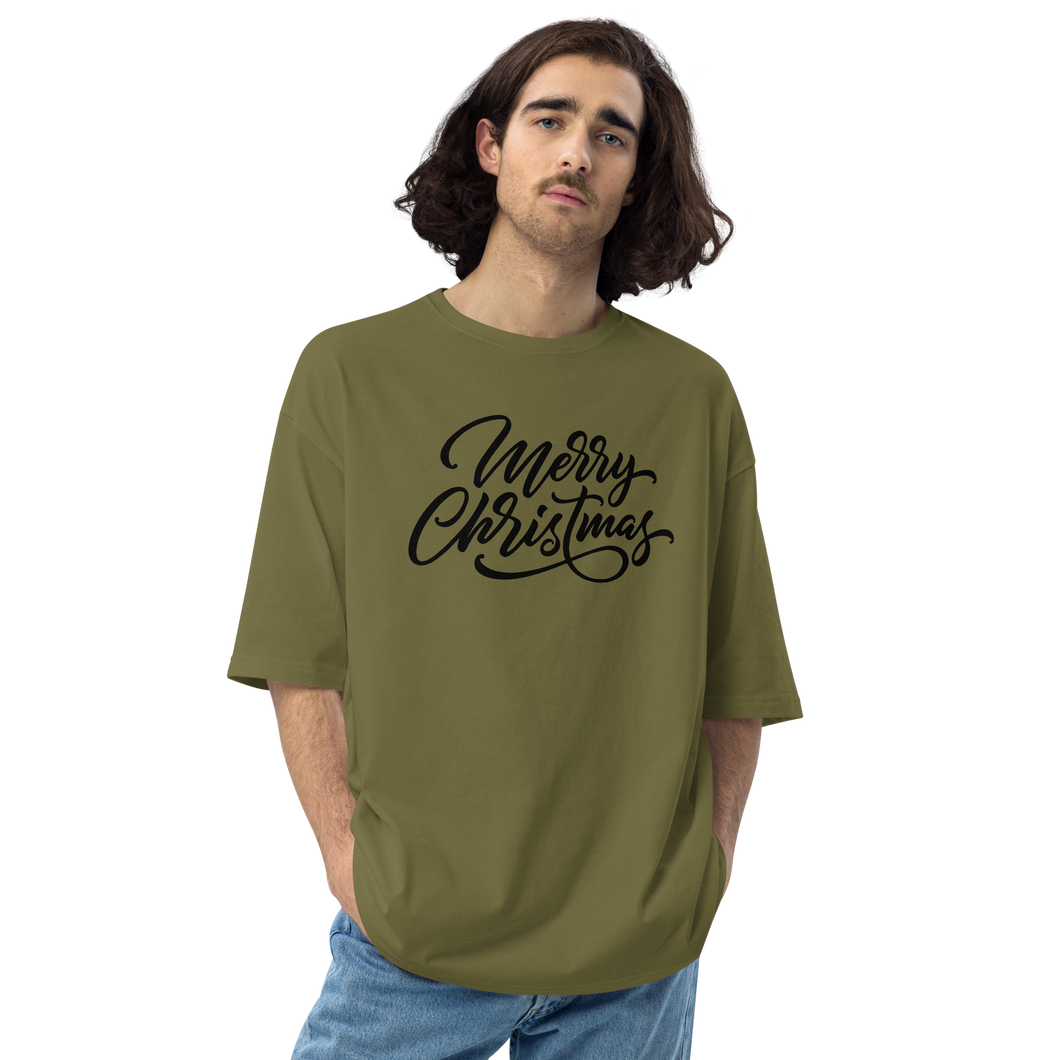 City Green / S Merry Christmas Unisex Oversized Light T-Shirt by Design Express