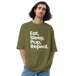 City Green / S Eat Sleep Pup Repeat "Poppins" Unisex Oversized T-Shirt by Design Express