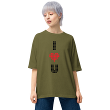 I Heart U Pixel Vertical Unisex Oversized T-Shirt by Design Express