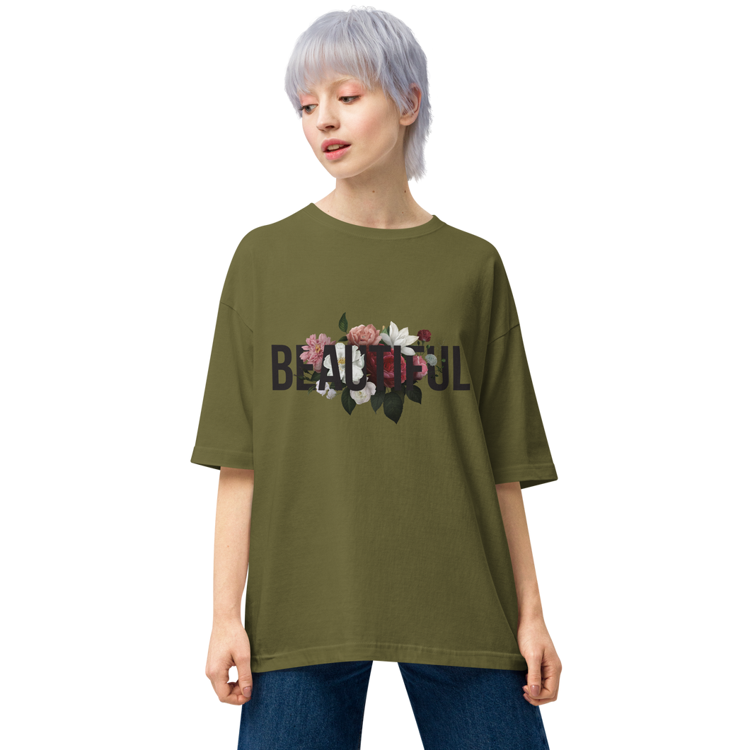 City Green / S Beautiful Flower Unisex Oversized Light T-Shirt by Design Express