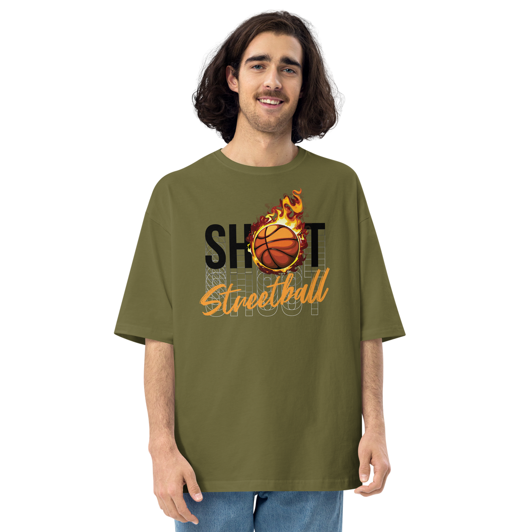 City Green / S Shoot Streetball Front Unisex Oversized Light T-Shirt by Design Express