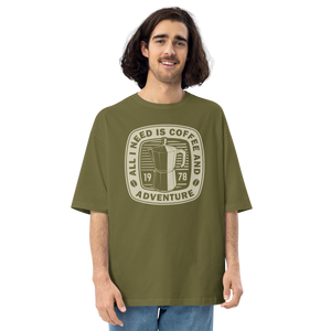 City Green / S All I Need Is Coffee And Adventure Front Unisex Oversized T-Shirt by Design Express