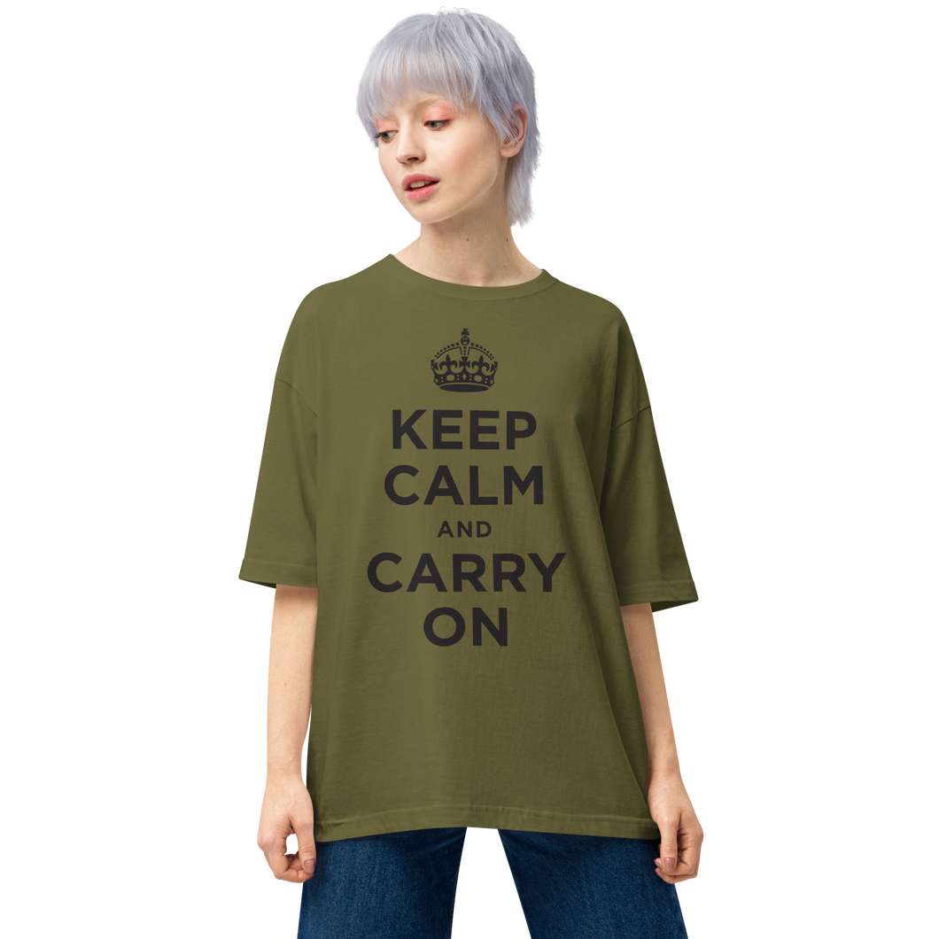 City Green / S Keep Calm and Carry On Unisex Oversized T-Shirt by Design Express