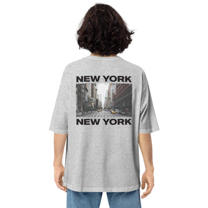 Mixed Grey / S New York Back Unisex Oversized Light T-Shirt by Design Express