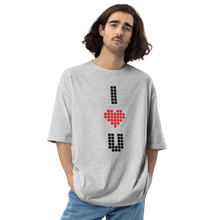 Mixed Grey / S I Heart U Pixel Vertical Unisex Oversized T-Shirt by Design Express