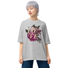 Mixed Grey / S Love Flower Front Unisex Oversized T-Shirt by Design Express