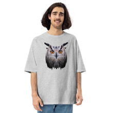 Mixed Grey / S Owl Art Unisex Oversized T-Shirt by Design Express