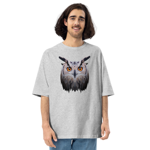 Mixed Grey / S Owl Art Unisex Oversized T-Shirt by Design Express