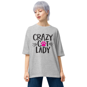 Mixed Grey / S Crazy Cat Lady (Pet Lover) Unisex Oversized Light T-Shirt by Design Express