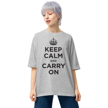 Mixed Grey / S Keep Calm and Carry On Unisex Oversized T-Shirt by Design Express