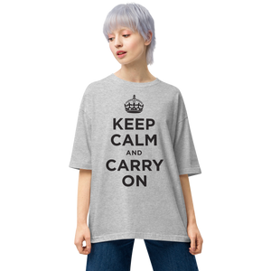 Mixed Grey / S Keep Calm and Carry On Unisex Oversized T-Shirt by Design Express