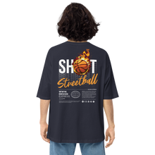 Navy / S Shoot Streetball Back Unisex Oversized Dark T-Shirt by Design Express