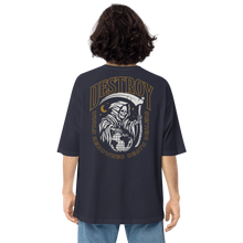 Navy / S Destroy World Back Unisex Oversized T-Shirt by Design Express