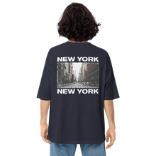 Navy / S New York Back Unisex Oversized Dark T-Shirt by Design Express