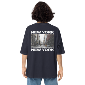 Navy / S New York Back Unisex Oversized Dark T-Shirt by Design Express