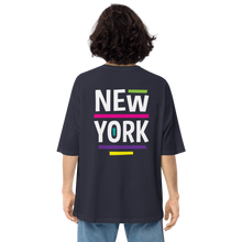 Navy / S New York Pop Back Unisex Oversized T-Shirt by Design Express