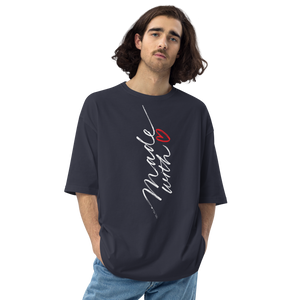 Navy / S Made With Love (Typo) Unisex Oversized T-Shirt by Design Express