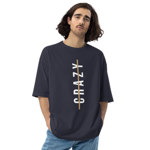 Navy / S Crazy Cross Line Vertical Front Unisex Oversized T-Shirt by Design Express