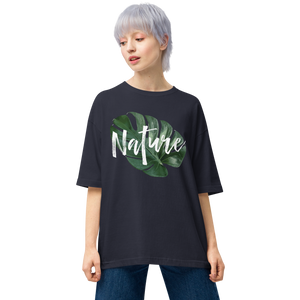 Navy / S Nature Montserrat Leaf Unisex Oversized T-Shirt by Design Express