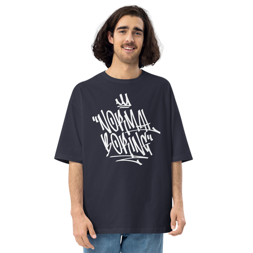 Navy / S Normal is Boring Graffiti Unisex Oversized Dark T-Shirt by Design Express