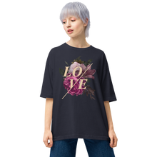 Navy / S Love Flower Front Unisex Oversized T-Shirt by Design Express