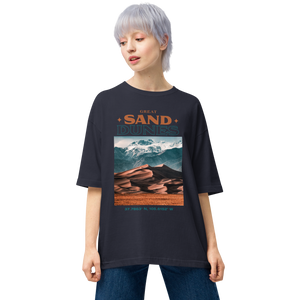 Navy / S Great Sand Dunes Front Unisex Oversized T-Shirt by Design Express