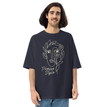 Navy / S Picasso Line Style Front Unisex Oversized T-Shirt by Design Express