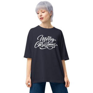 Navy / S Merry Christmas Unisex Oversized T-Shirt by Design Express