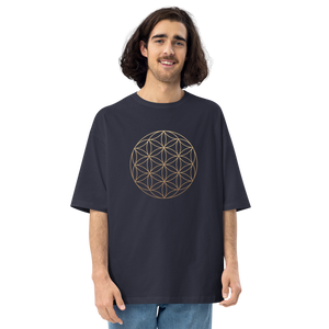 Navy / S Flower of Life Unisex Oversized T-Shirt by Design Express