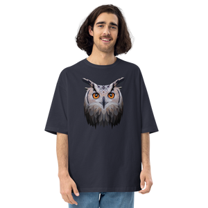 Navy / S Owl Art Unisex Oversized T-Shirt by Design Express