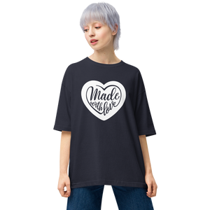 Navy / S Made With Love (Heart) Unisex Oversized T-Shirt by Design Express