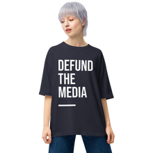 Navy / S Defund the Media Condensed Unisex Oversized T-Shirt by Design Express