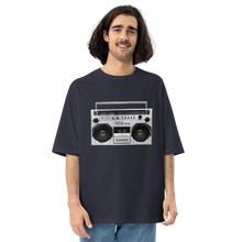 Navy / S Boom Box 80s Unisex Oversized T-Shirt by Design Express