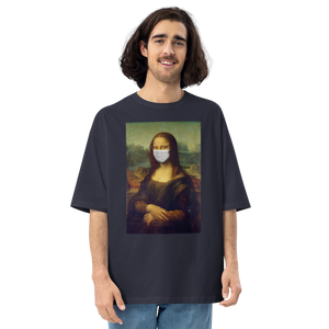 Navy / S Monalisa Mask Unisex Oversized T-Shirt by Design Express