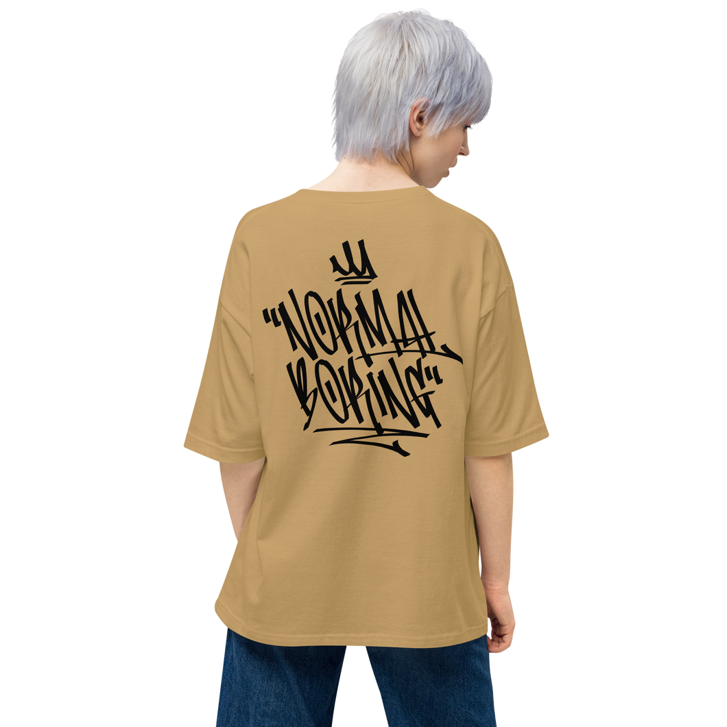 Sand Khaki / S Normal is Boring Graffiti Back Unisex Oversized Light T-Shirt by Design Express