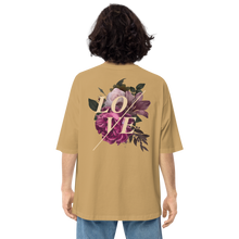 Sand Khaki / S Love Flower Back Unisex Oversized T-Shirt by Design Express