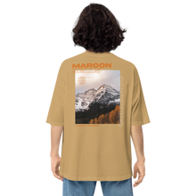 Sand Khaki / S Maroon Bells, Colorado Back Unisex Oversized T-Shirt by Design Express