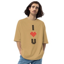 Sand Khaki / S I Heart U Pixel Vertical Unisex Oversized T-Shirt by Design Express