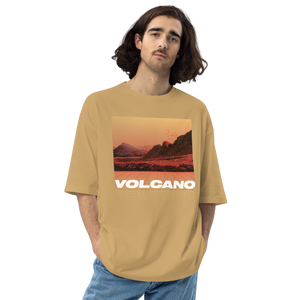Sand Khaki / S Vulcano Front Unisex Oversized T-Shirt by Design Express