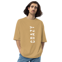 Sand Khaki / S Crazy Cross Line Vertical Front Unisex Oversized T-Shirt by Design Express