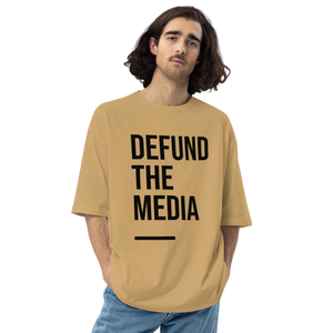 Sand Khaki / S Defund the Media Condensed Unisex Oversized Light T-Shirt by Design Express