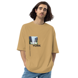 Sand Khaki / S New York Coordinates Front Unisex Oversized Light T-Shirt by Design Express