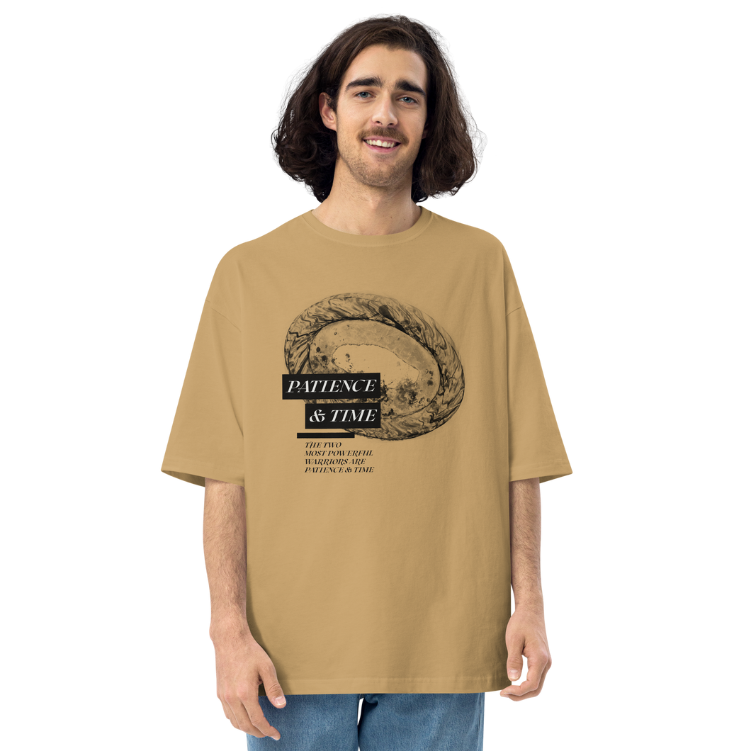 Sand Khaki / S Patience & Time Unisex Oversized T-Shirt by Design Express