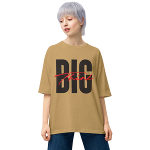 Sand Khaki / S Think BIG (Bold Condensed) Unisex Light Oversized T-Shirt by Design Express