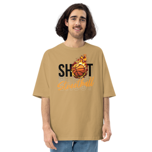 Sand Khaki / S Shoot Streetball Front Unisex Oversized Light T-Shirt by Design Express