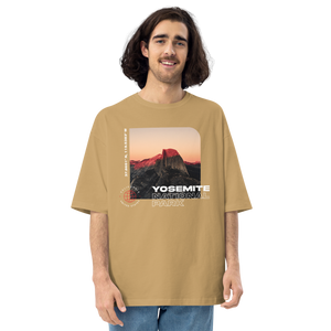 Sand Khaki / S Yosemite National Park Front Unisex Oversized Dark T-Shirt by Design Express