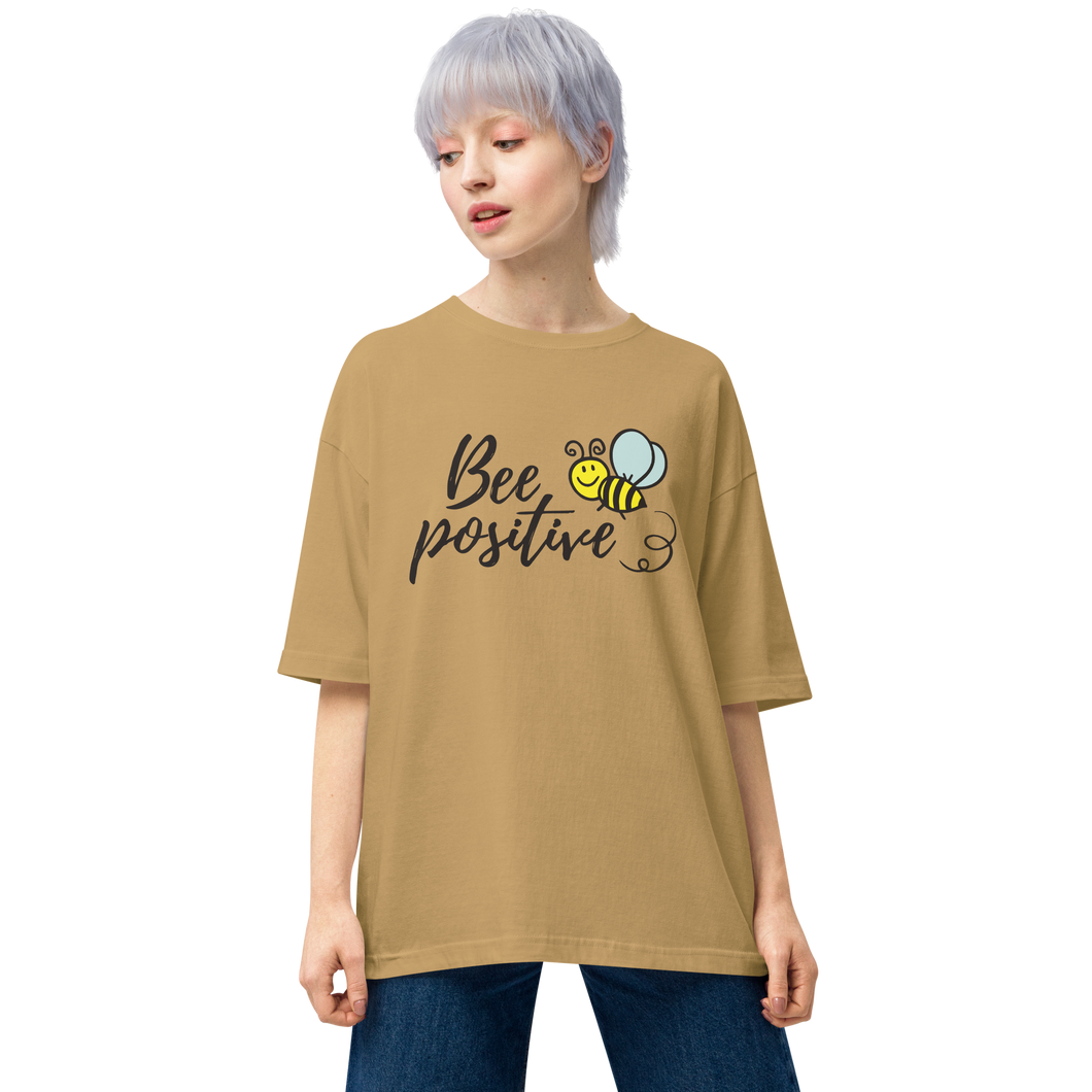 Sand Khaki / S Bee Positive Unisex Oversized Light T-Shirt by Design Express