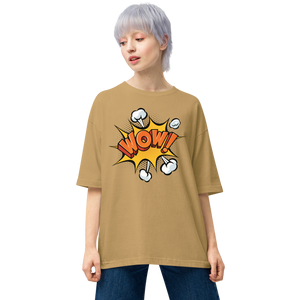 Sand Khaki / S Wow Pop Art Unisex Oversized T-Shirt by Design Express