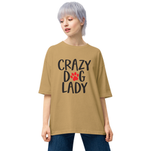 Sand Khaki / S Crazy Dog Lady Unisex Oversized Light T-Shirt by Design Express